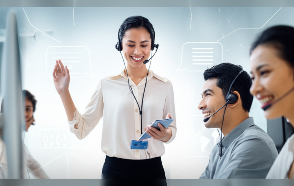 Customer service team working